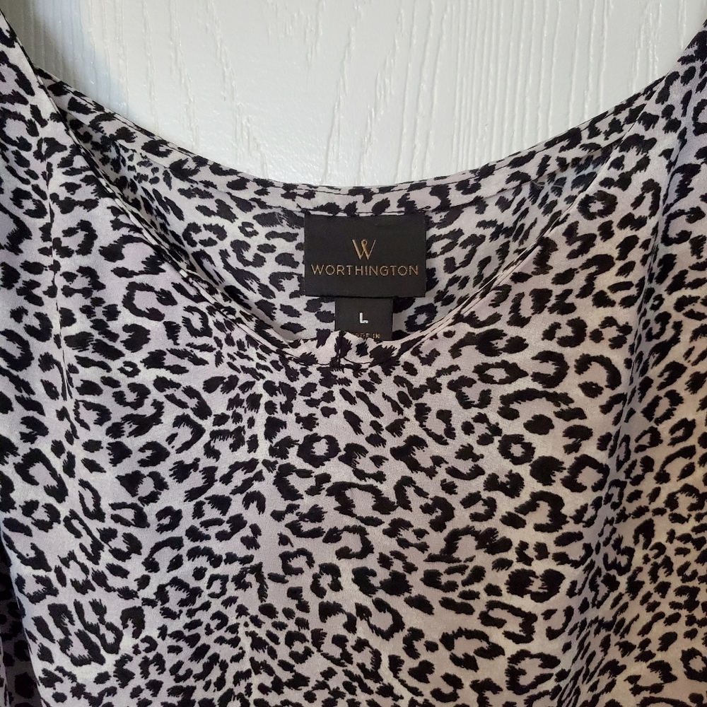 Animal print cold shoulder blouse